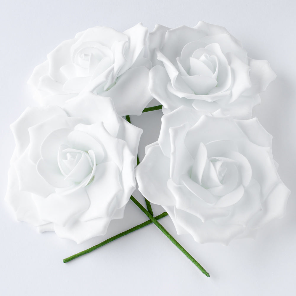 8-Inch White Rose Foam Flower Backdrop Wall Decor, 3D Premade (4-PACK) for Weddings, Photo Shoots, Birthday Parties and more - PaperLanternStore.com - Paper Lanterns, Decor, Party Lights & More