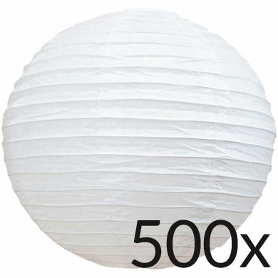 BULK PACK (500) 8" White Round Even Ribbing Paper Lantern, Hanging Decoration - PaperLanternStore.com - Paper Lanterns, Decor, Party Lights & More