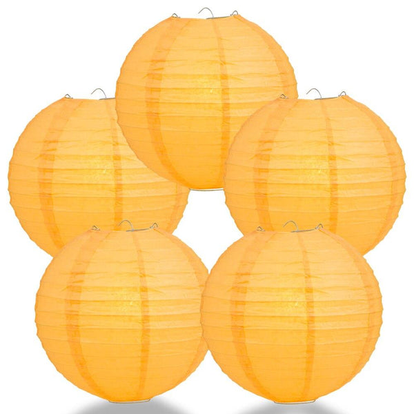 5pc BULK PACK 6" Papaya Even Ribbed Round Paper Lantern, Wedding Decor