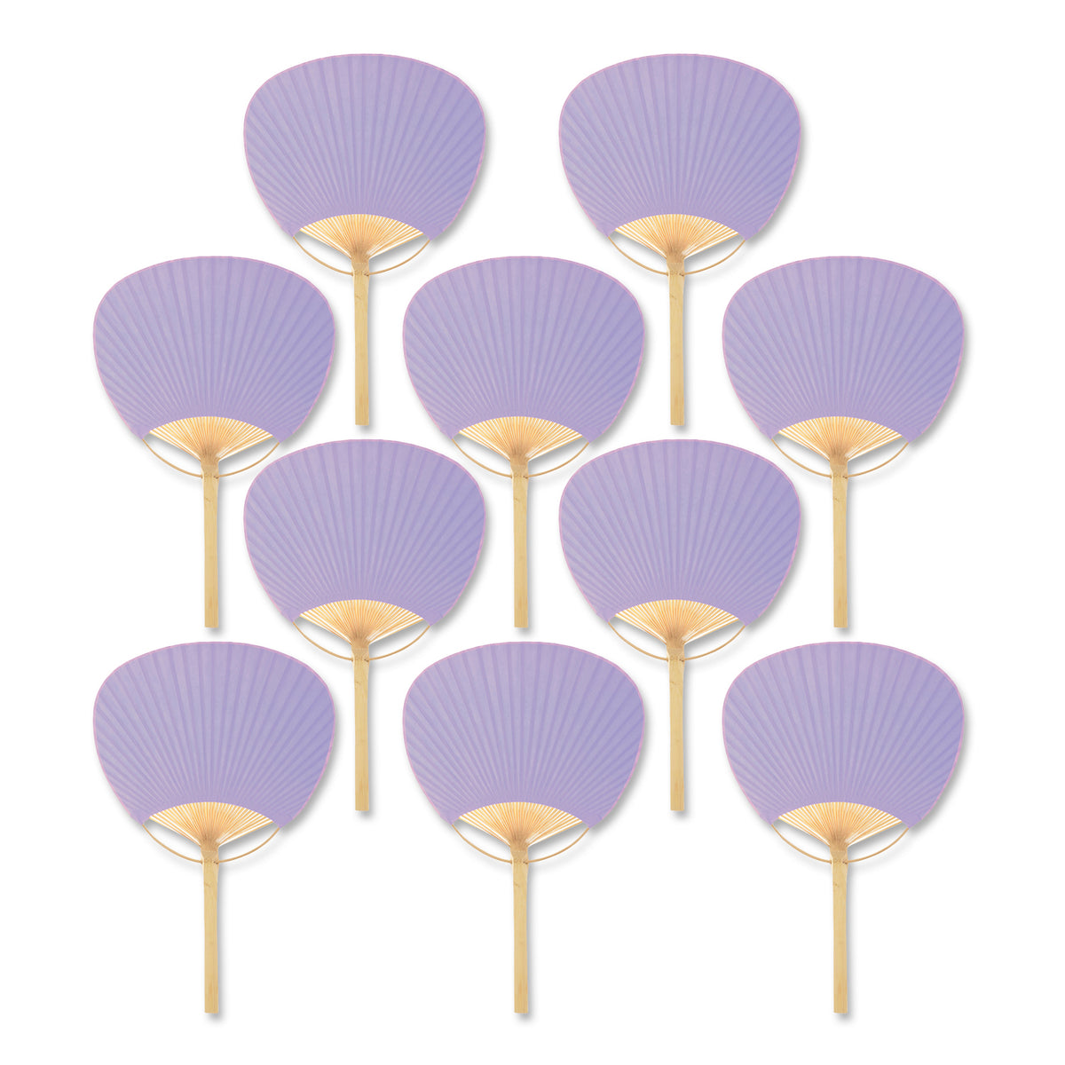 9&quot; Lavender Paddle Paper Hand Fans for Weddings (10 Pack)