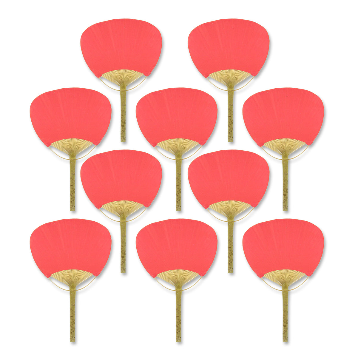 9&quot; Red Paddle Paper Hand Fans for Weddings (10 Pack)