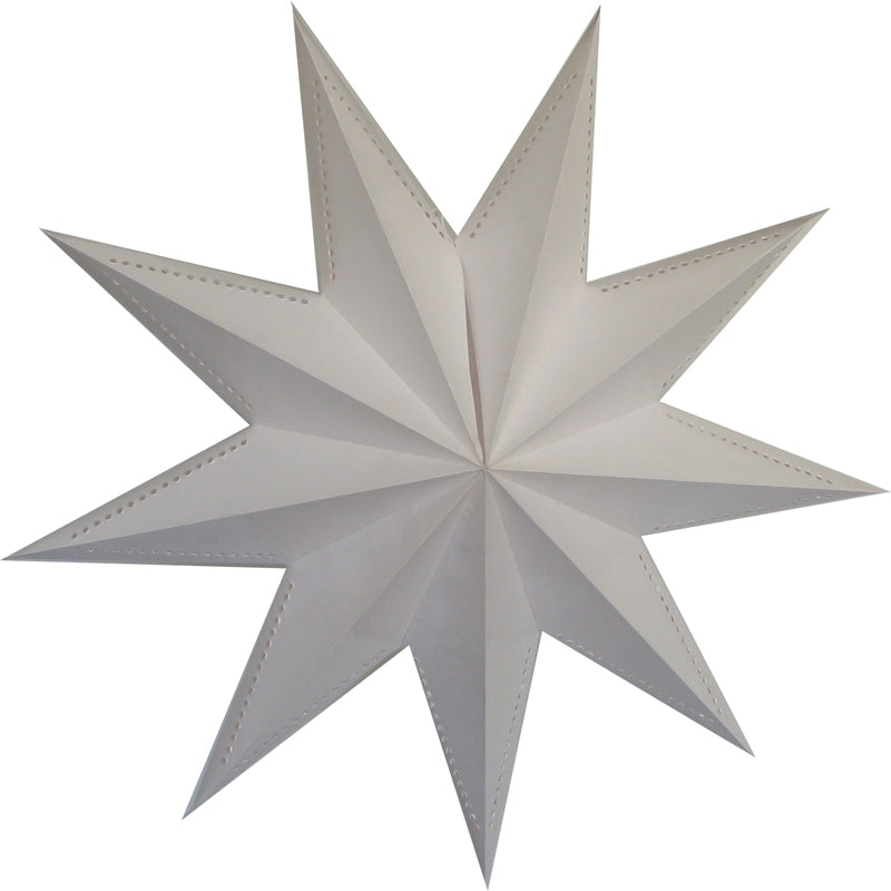 30&quot; 9 Point White Laminate Paper Star Lantern, Chinese Hanging Wedding &amp; Party Decoration - PaperLanternStore.com - Paper Lanterns, Decor, Party Lights &amp; More