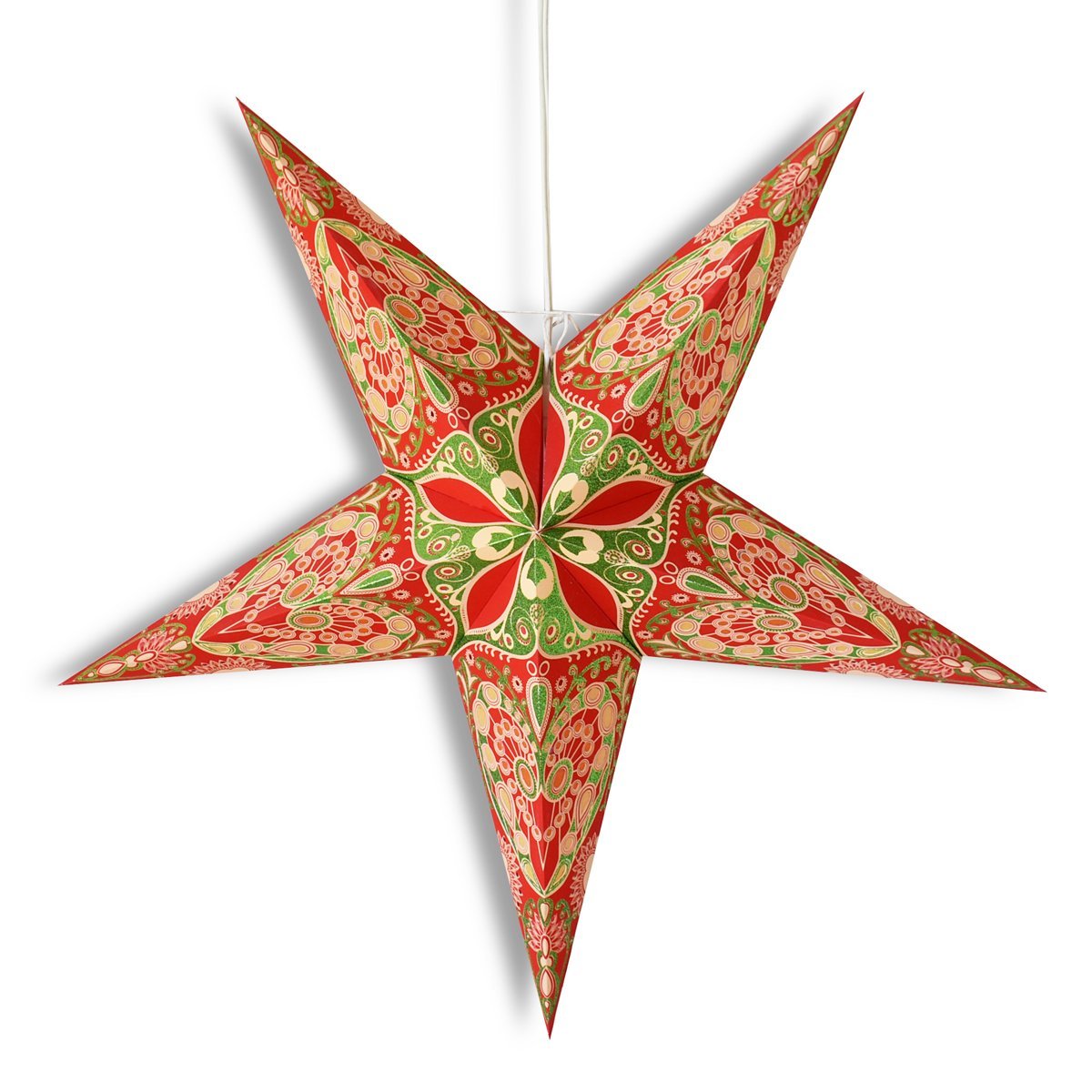 24" Red Heart Paper Star Lantern, Hanging Wedding & Party Decoration - PaperLanternStore.com - Paper Lanterns, Decor, Party Lights & More