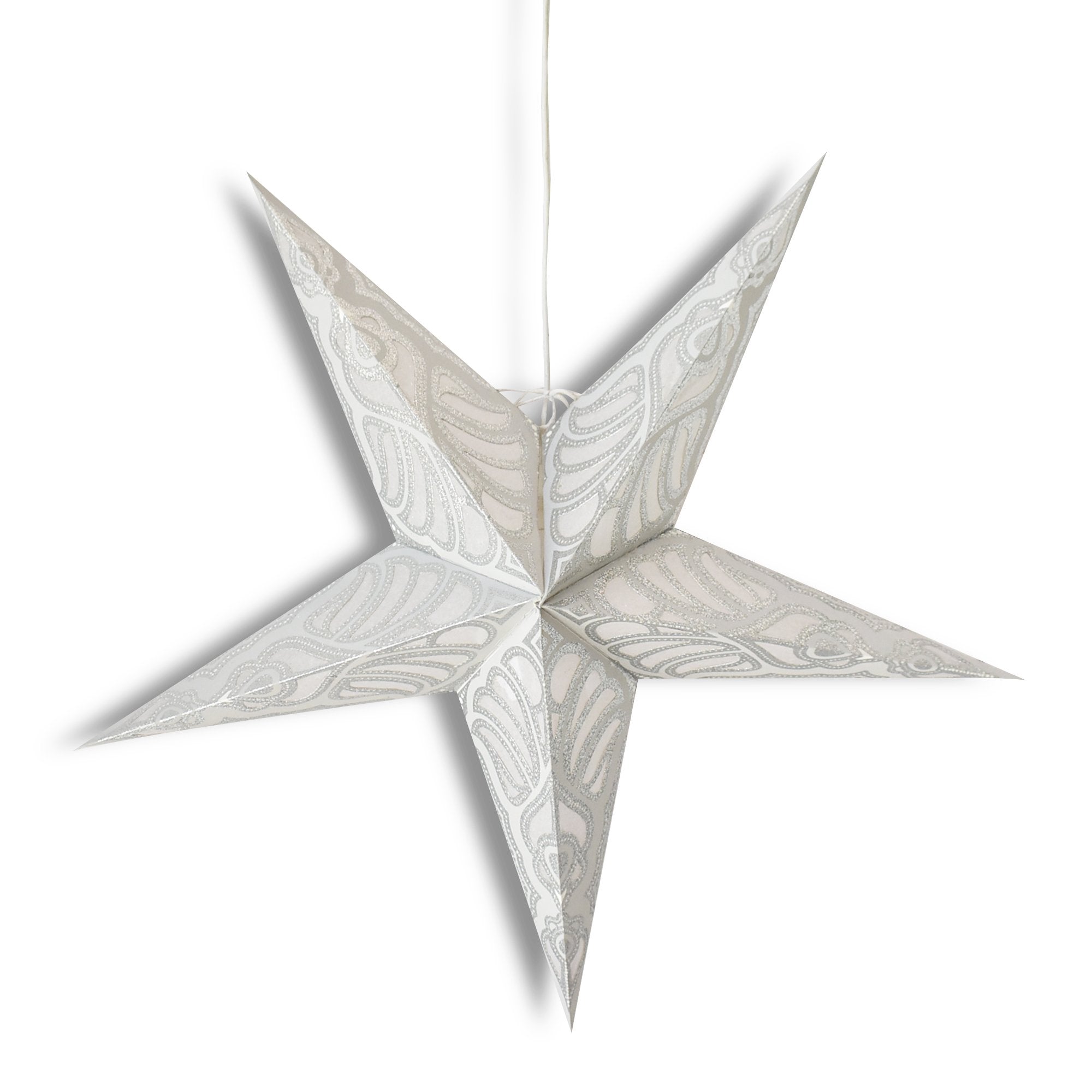 24" Silver Parrot Glitter Paper Star Lantern, Hanging Wedding & Party Decoration - PaperLanternStore.com - Paper Lanterns, Decor, Party Lights & More