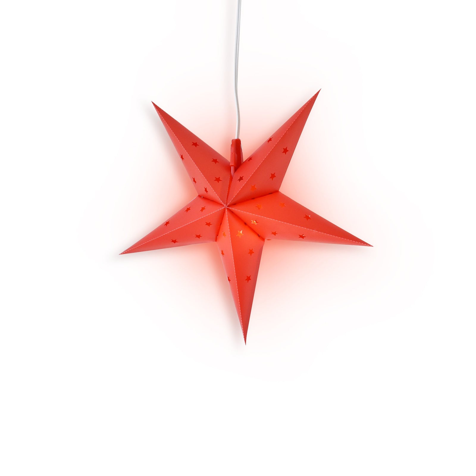 15" Red Weatherproof Star Lantern Lamp, Hanging Decoration (Shade Only)
