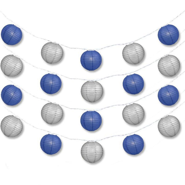 16FT, 20x Paper Lantern Party String Lights Set (4" Dark Blue and