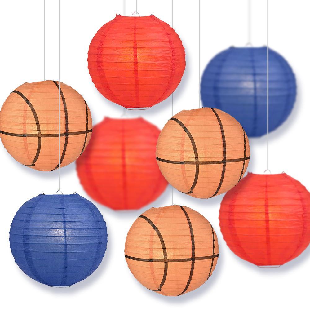 Ohio College Basketball 14-inch Paper Lanterns 8pc Combo Party Pack - Red, Dark Blue