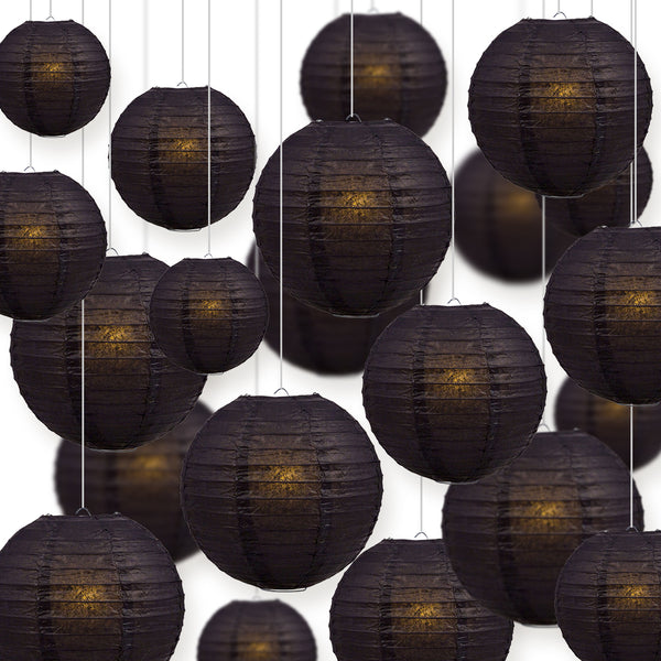 Ultimate 20pc Black Paper Lantern Party Pack Assorted Sizes of 6, 8
