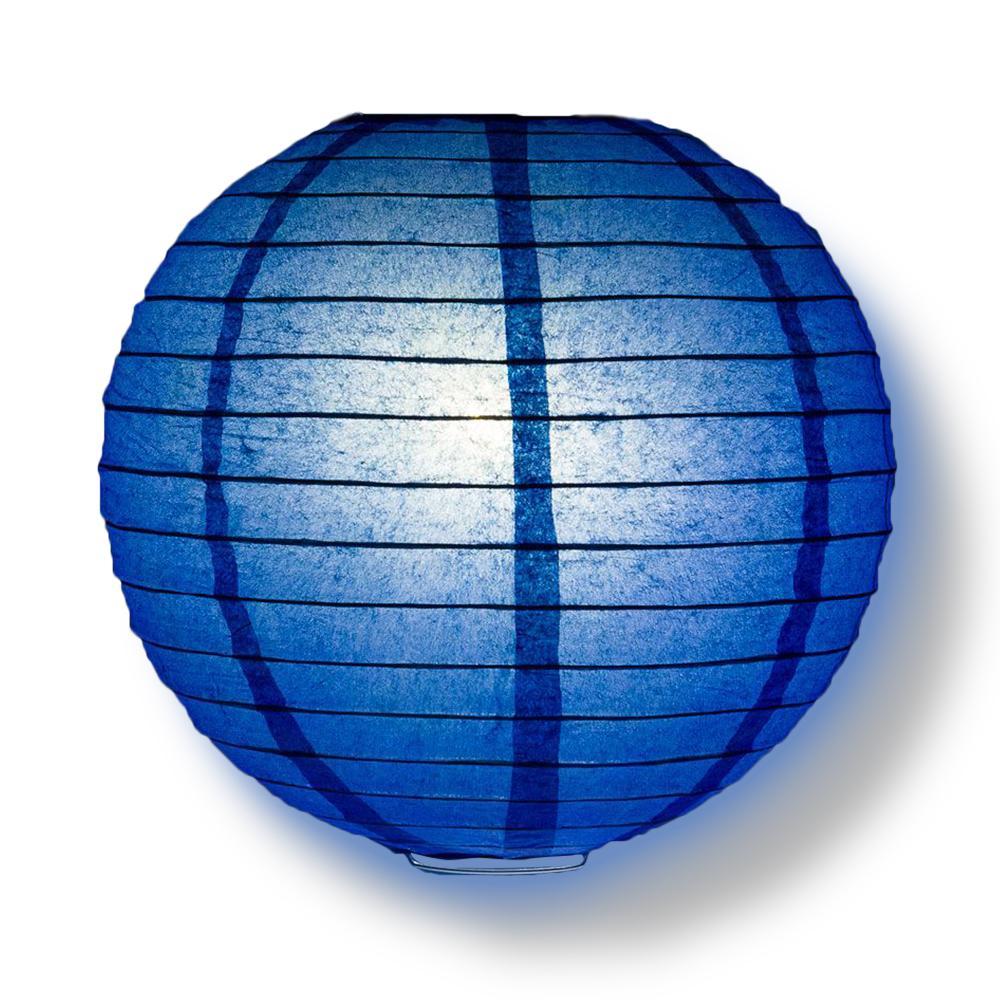 8/12/16" Dark Blue Round Paper Lanterns, Even Ribbing (3-Pack Cluster) - PaperLanternStore.com - Paper Lanterns, Decor, Party Lights & More