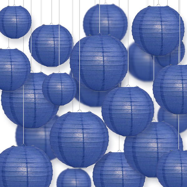 Ultimate 20pc Dark Blue Paper Lantern Party Pack Assorted Sizes of 6