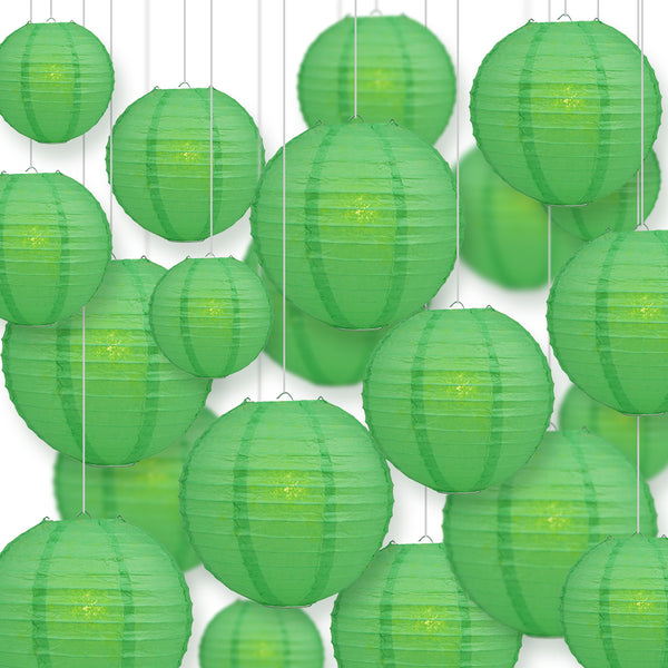 Ultimate 20pc Emerald Green Paper Lantern Party Pack Assorted Sizes