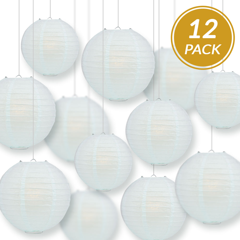 12-PC Arctic Spa Blue Paper Lantern Chinese Hanging Wedding &amp; Party Assorted Decoration Set, 12/10/8-Inch - PaperLanternStore.com - Paper Lanterns, Decor, Party Lights &amp; More