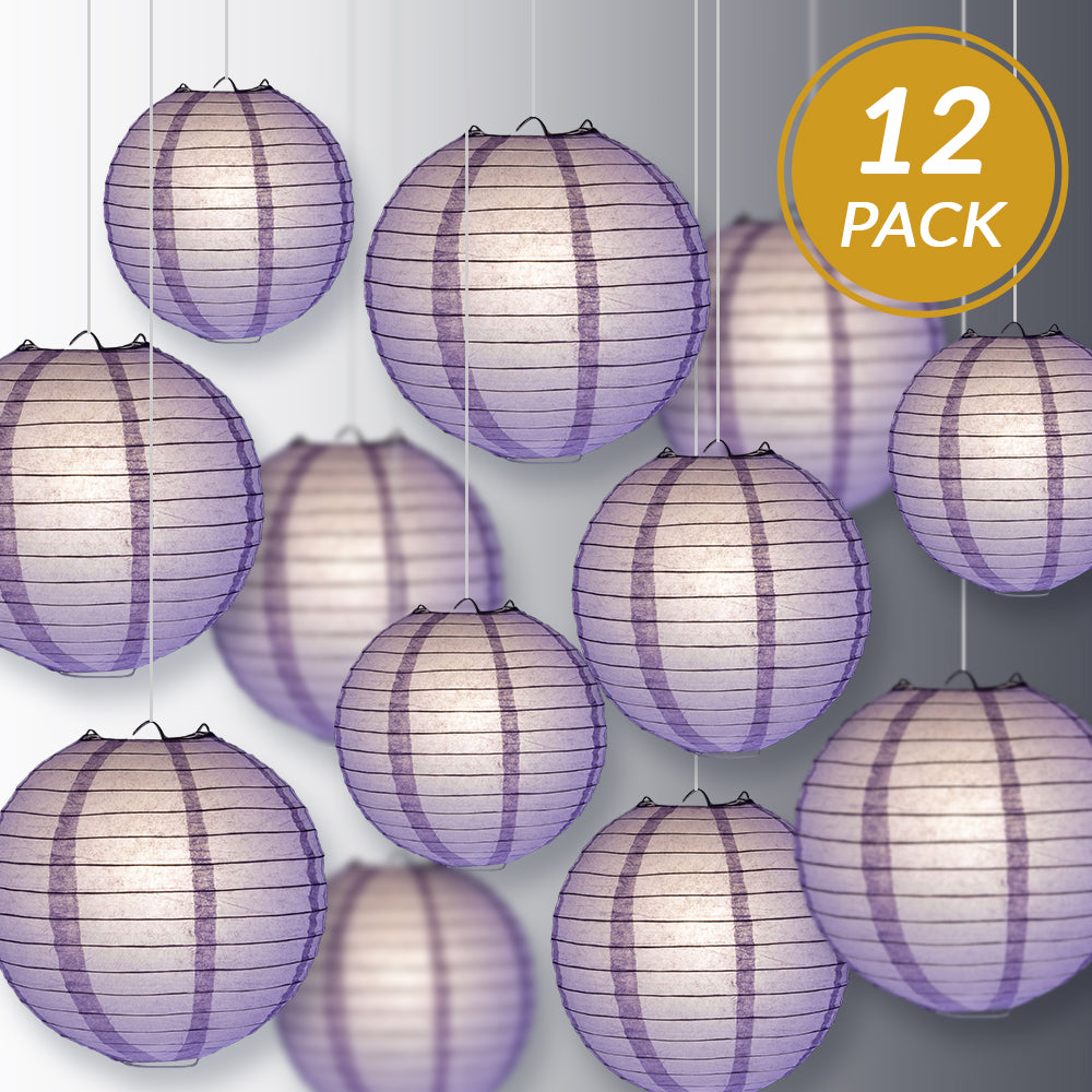 12-PC Lavender Paper Lantern Chinese Hanging Wedding &amp; Party Assorted Decoration Set, 12/10/8-Inch - PaperLanternStore.com - Paper Lanterns, Decor, Party Lights &amp; More