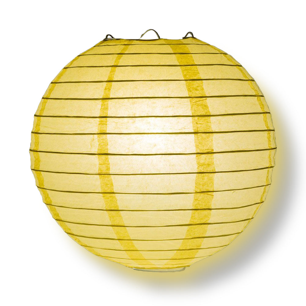 4&quot; Lemon Yellow Round Paper Lantern, Even Ribbing, Hanging Decoration (10-Pack) - PaperLanternStore.com - Paper Lanterns, Decor, Party Lights &amp; More