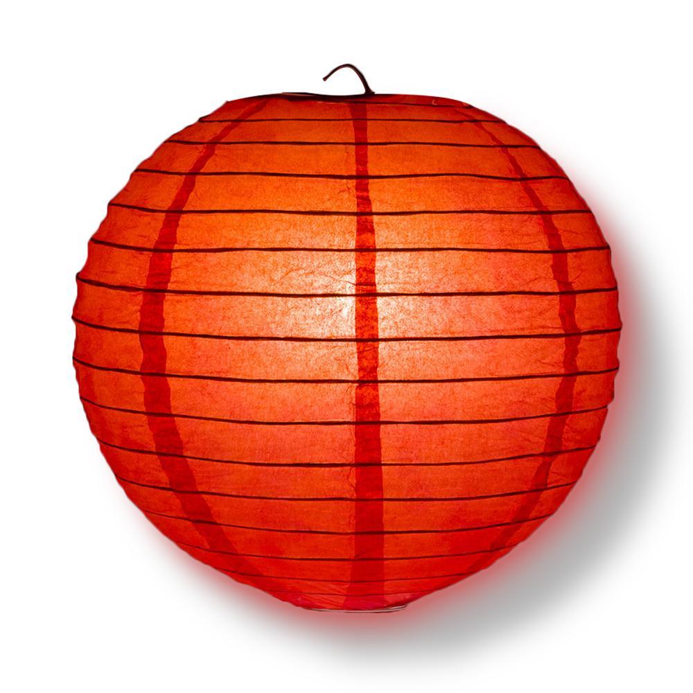 8/12/16" Red Round Paper Lanterns, Even Ribbing (3-Pack Cluster) - PaperLanternStore.com - Paper Lanterns, Decor, Party Lights & More