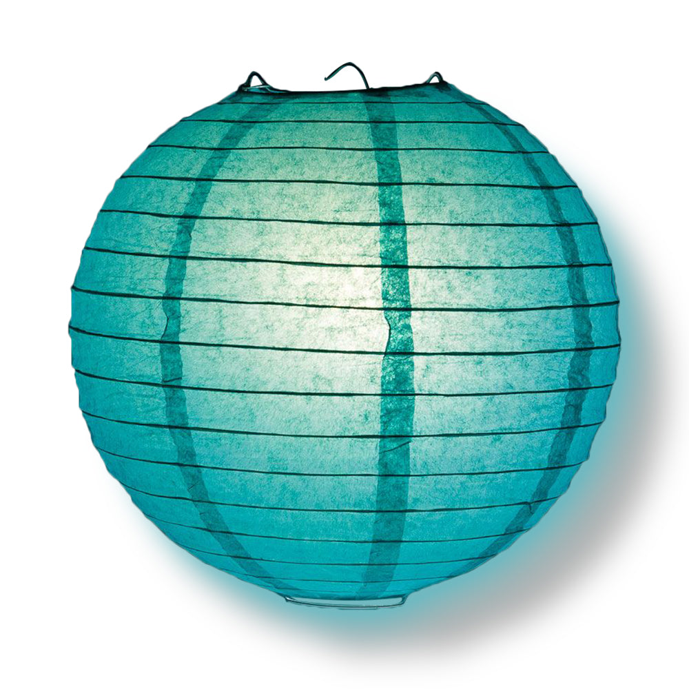 4" Teal Round Paper Lantern, Even Ribbing, Hanging Decoration (10 PACK) - PaperLanternStore.com - Paper Lanterns, Decor, Party Lights & More