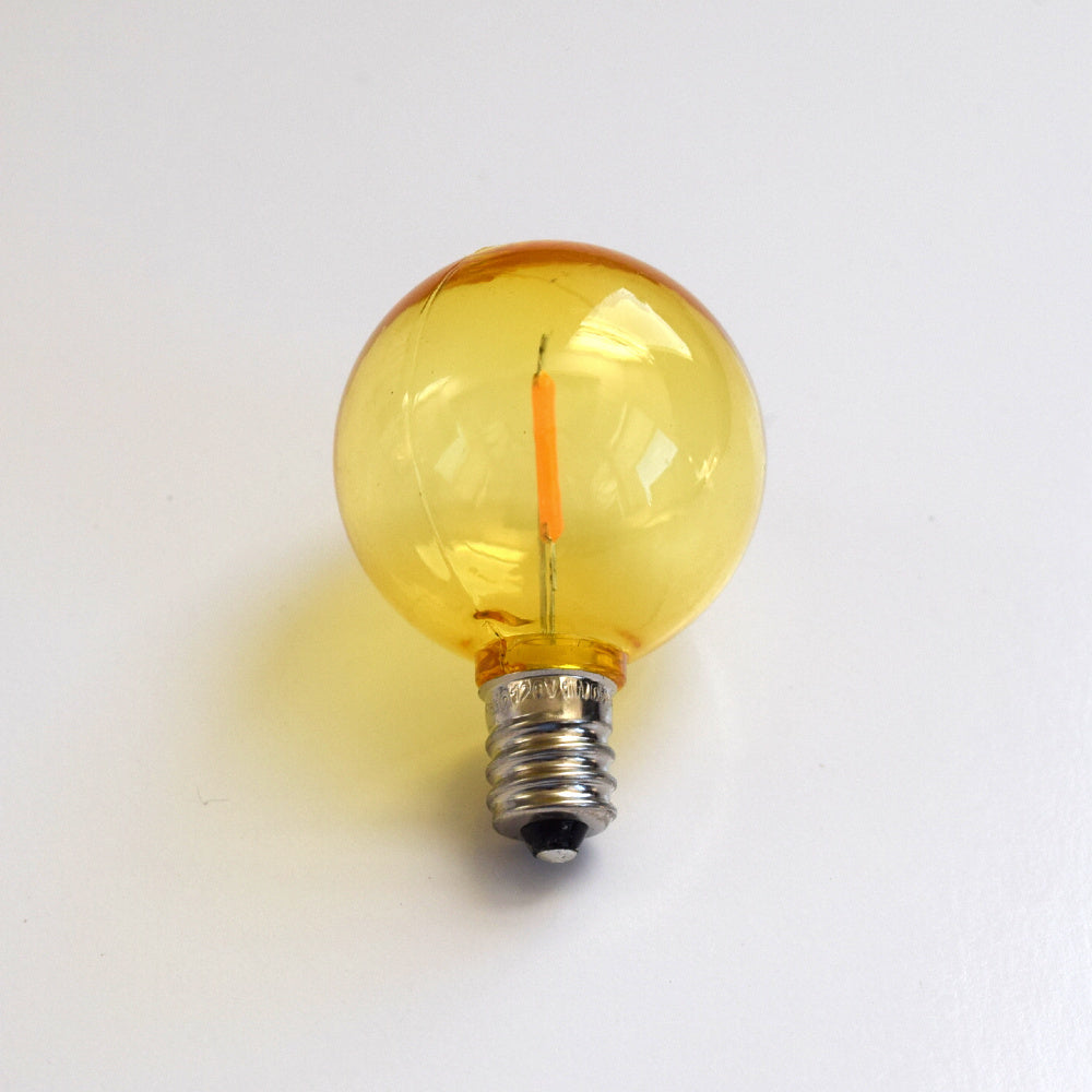 Yellow LED Filament G40 Globe Shatterproof Energy Saving Color Light Bulb, Dimmable, 1W, E12 Candelabra Base