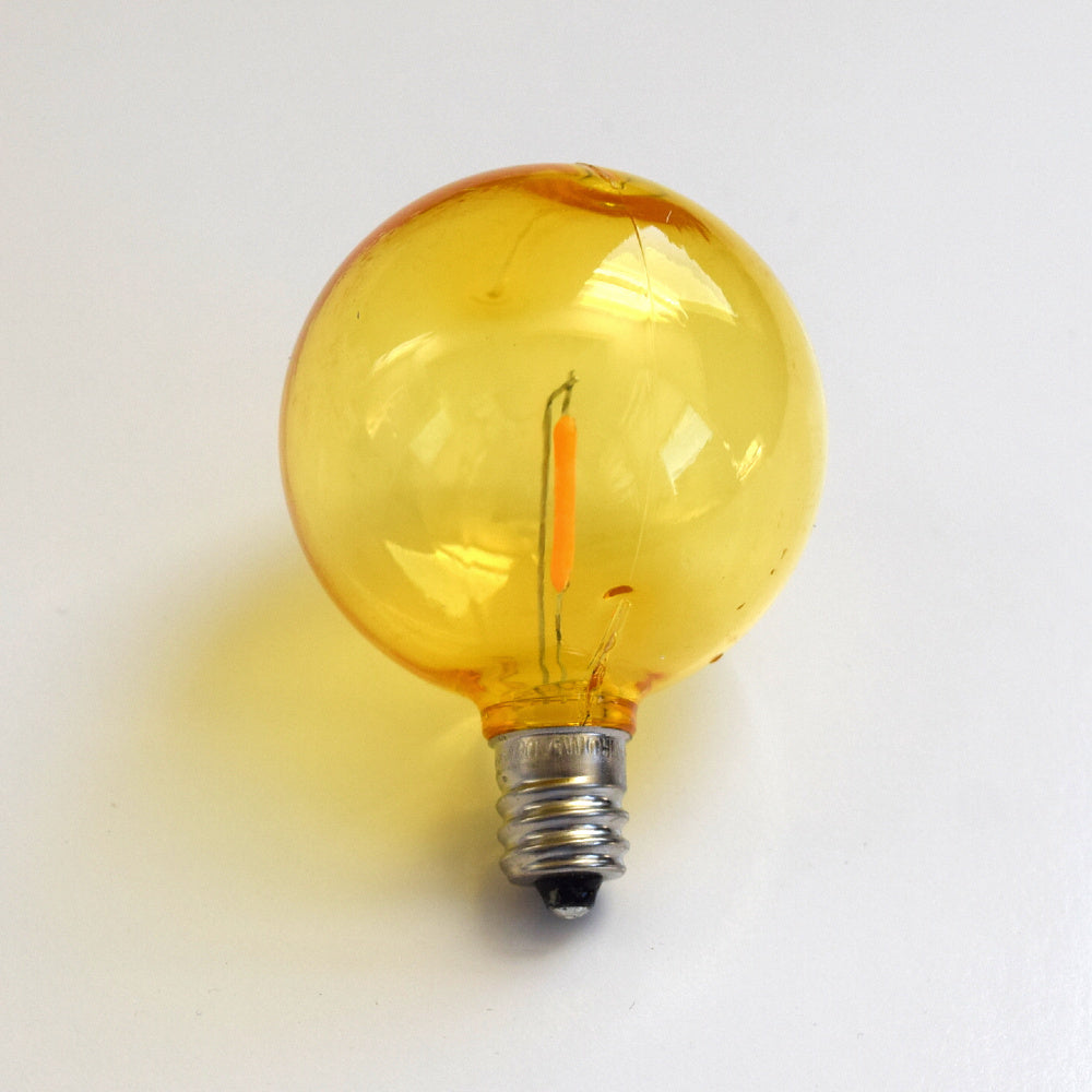 Yellow LED Filament G50 Globe Shatterproof Energy Saving Color Light Bulb, Dimmable, 1W, E12 Candelabra Base