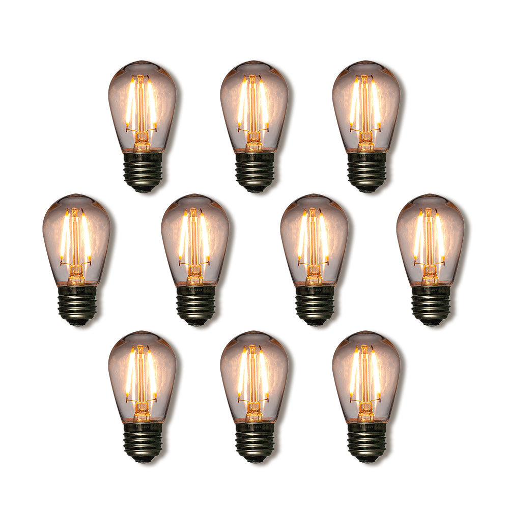 10-Pack Warm White LED Filament S14 Shatterproof Light Bulb, Dimmable, 2W, E26 Medium Base
