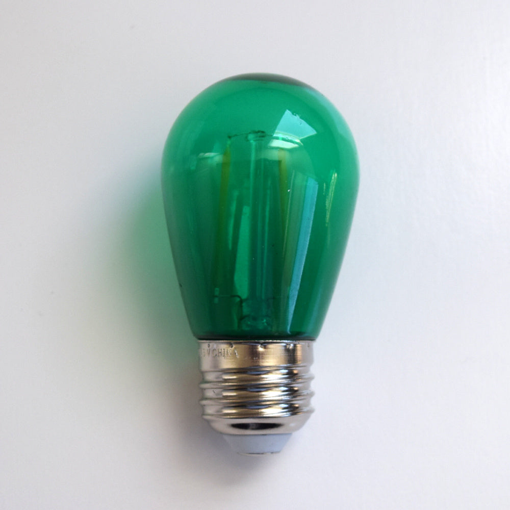 Green LED Filament S14 Shatterproof Energy Saving Color Light Bulb, Dimmable, 2W, E26 Medium Base