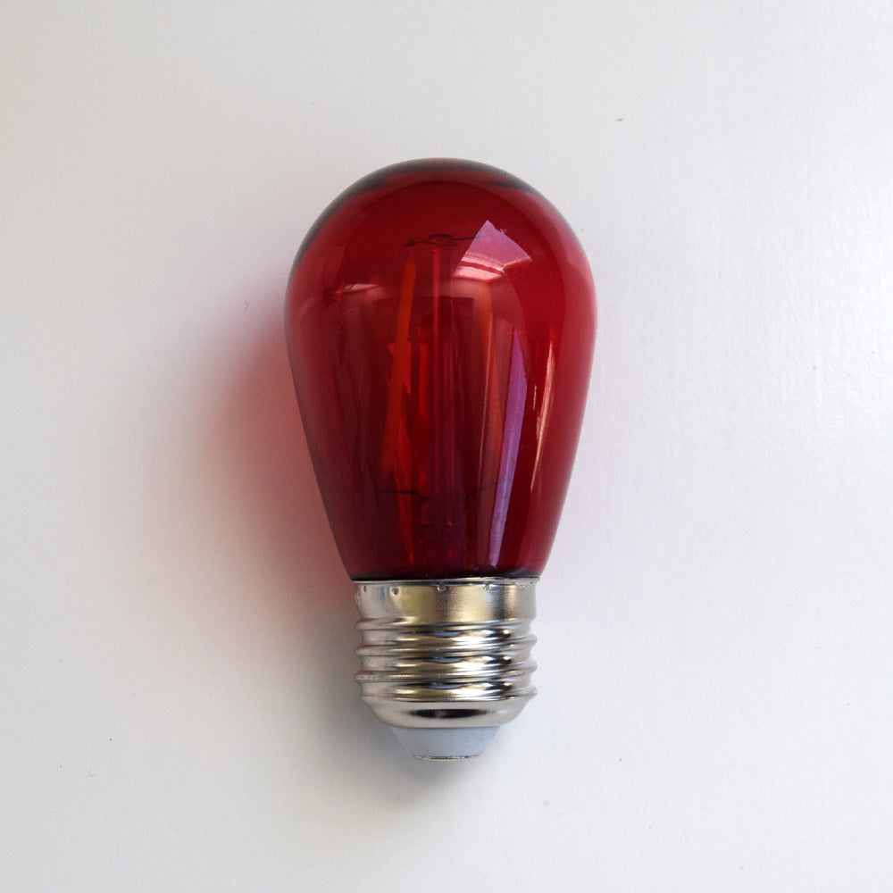 Red LED Filament S14 Shatterproof Energy Saving Color Light Bulb, Dimmable, 2W, E26 Medium Base