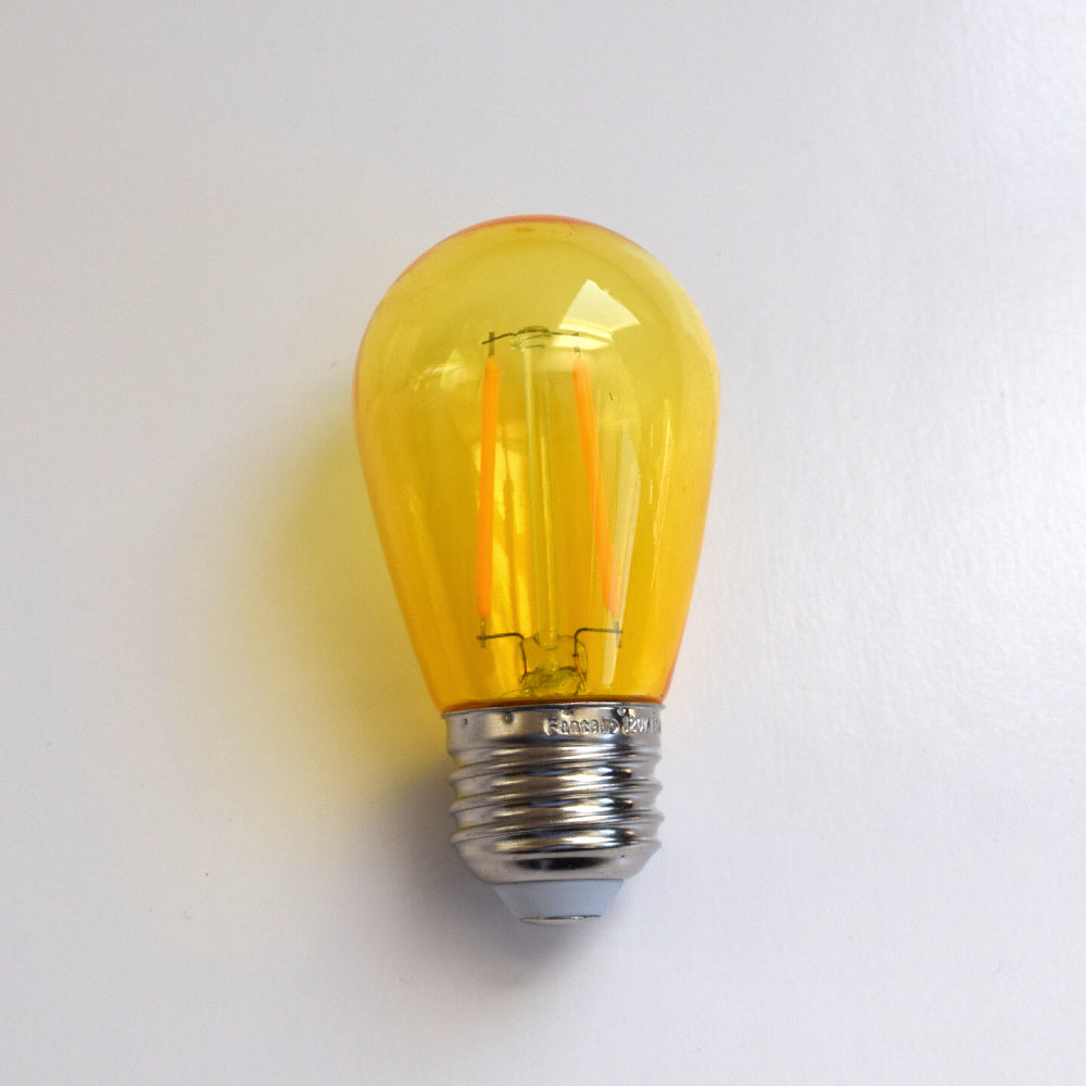 Yellow LED Filament S14 Shatterproof Energy Saving Color Light Bulb, Dimmable, 2W, E26 Medium Base