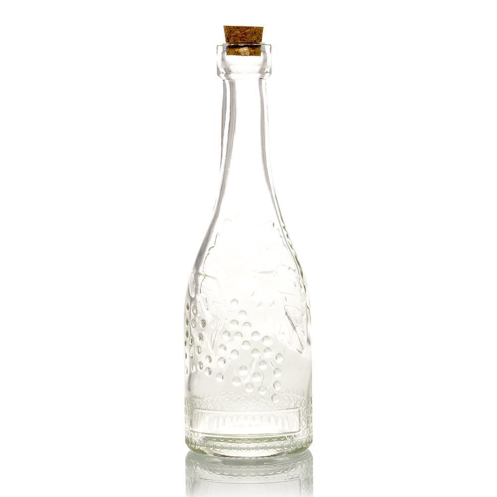 Bohemian Chic Clear Vintage Glass Bottles Set - (5 Pack, Assorted Designs)