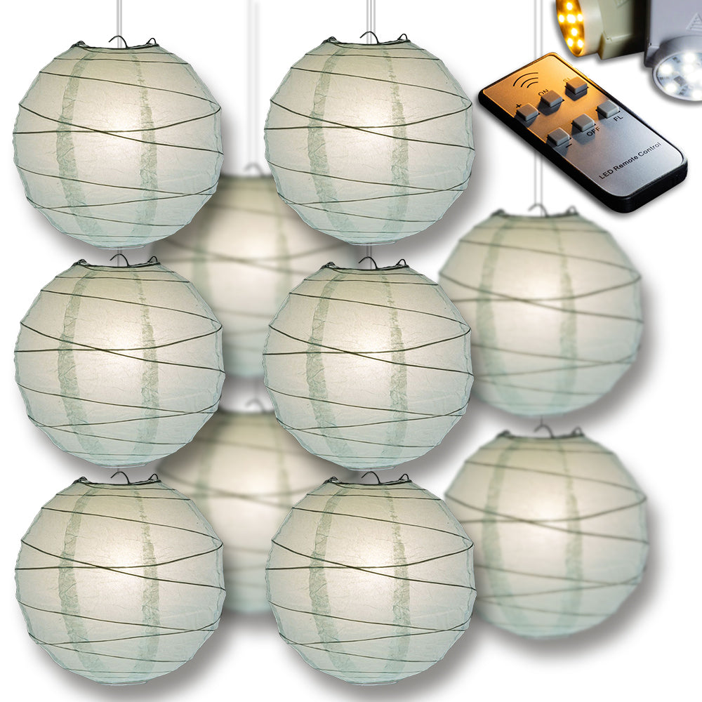 Arctic Spa Blue Crisscross Paper Lantern 10pc Party Pack with Remote Controlled LED Lights Included