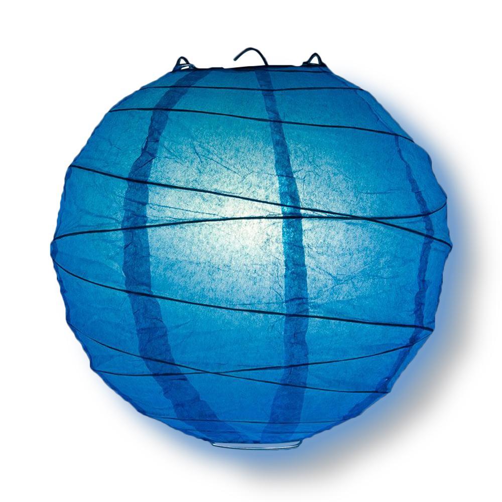 8/12/16&quot; Turquoise Round Paper Lanterns, Irregular Ribbing (3-Pack Cluster) - PaperLanternStore.com - Paper Lanterns, Decor, Party Lights &amp; More