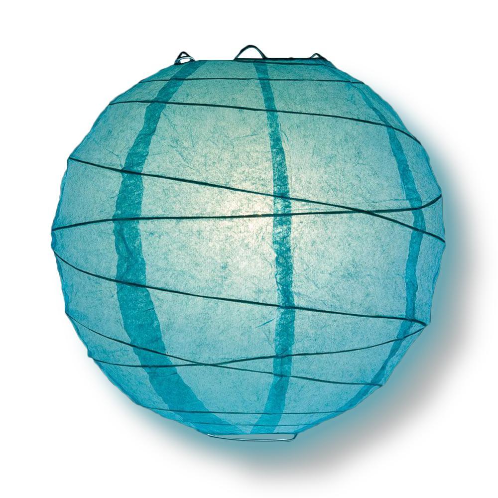 8/12/16&quot; Water Blue Round Paper Lanterns, Irregular Ribbing (3-Pack Cluster) - PaperLanternStore.com - Paper Lanterns, Decor, Party Lights &amp; More