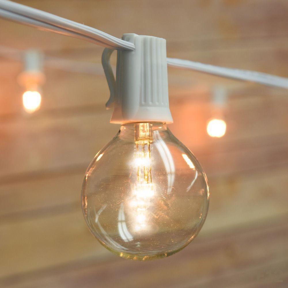 31 FT Shatterproof Light Bulb LED Outdoor Patio String Light Set, 10 Socket E12 C7 Base, White Cord - PaperLanternStore.com - Paper Lanterns, Decor, Party Lights & More