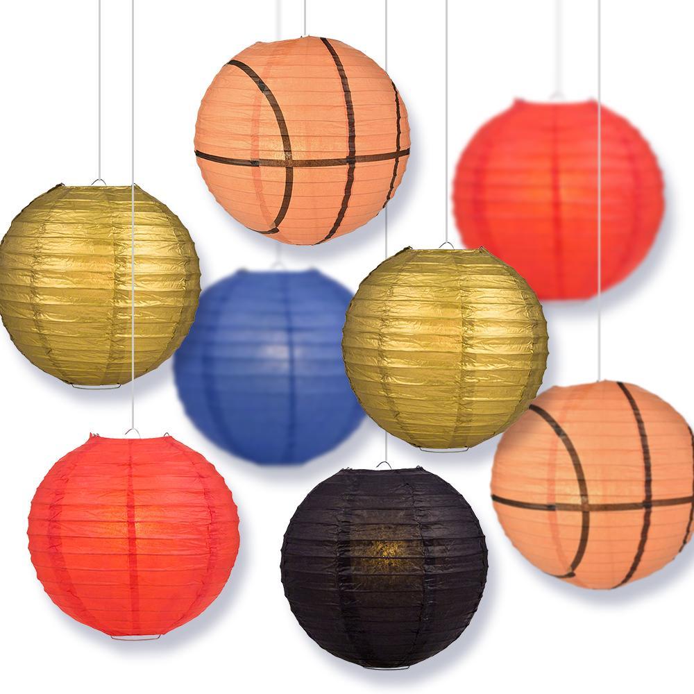 Maryland College Basketball 14-inch Paper Lanterns 8pc Combo Party Pack - Red, Dark Blue, Black, Gold - PaperLanternStore.com - Paper Lanterns, Decor, Party Lights & More