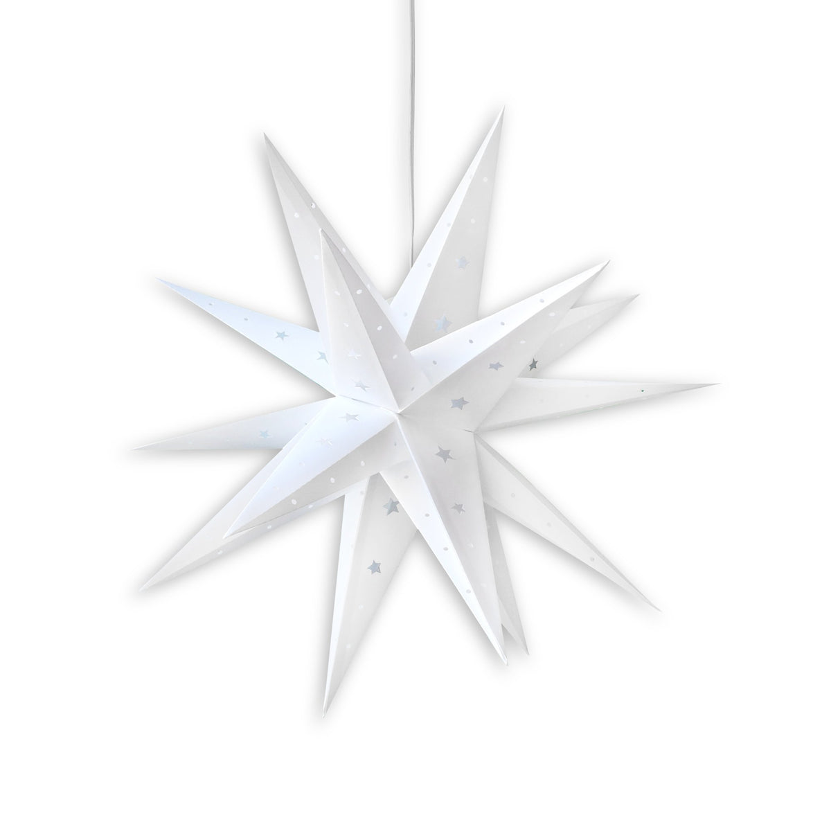LANTERN + CORD + BULB | 20&quot; White Moravian Weatherproof Star Lantern Lamp, Multi-Point Hanging Decoration - PaperLanternStore.com - Paper Lanterns, Decor, Party Lights &amp; More
