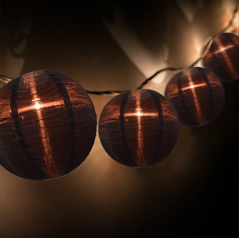 4" Black Round Shimmering Nylon Lantern Party String Lights (8FT, Expandable)