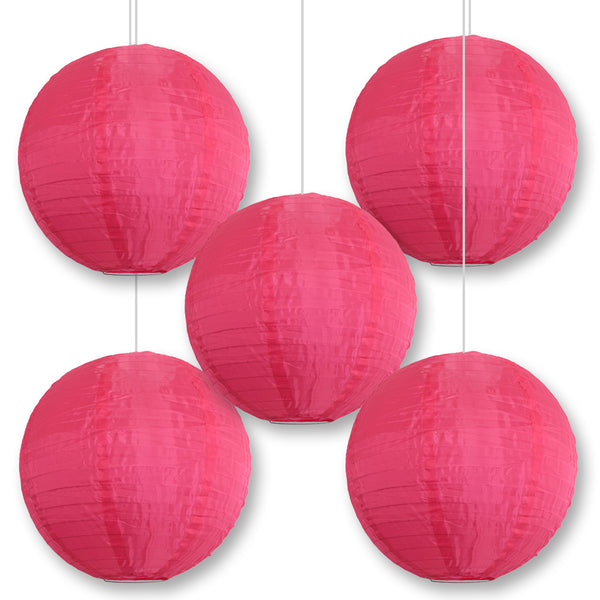 BULK PACK (5) 10" Hot Pink Shimmering Nylon Lantern, Even Ribbing