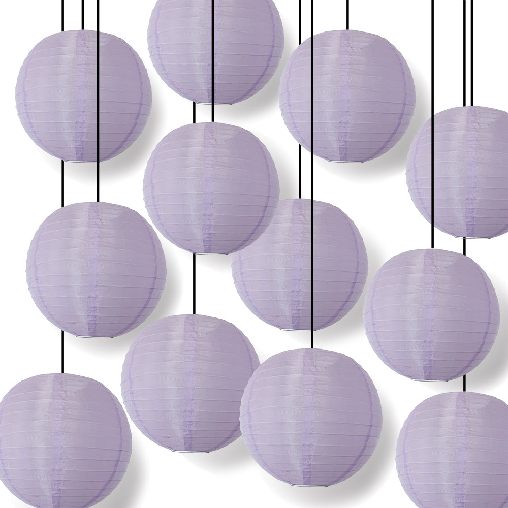 BULK PACK (12) 14&quot; Light Purple Shimmering Nylon Lantern, Even Ribbing, Durable, Hanging