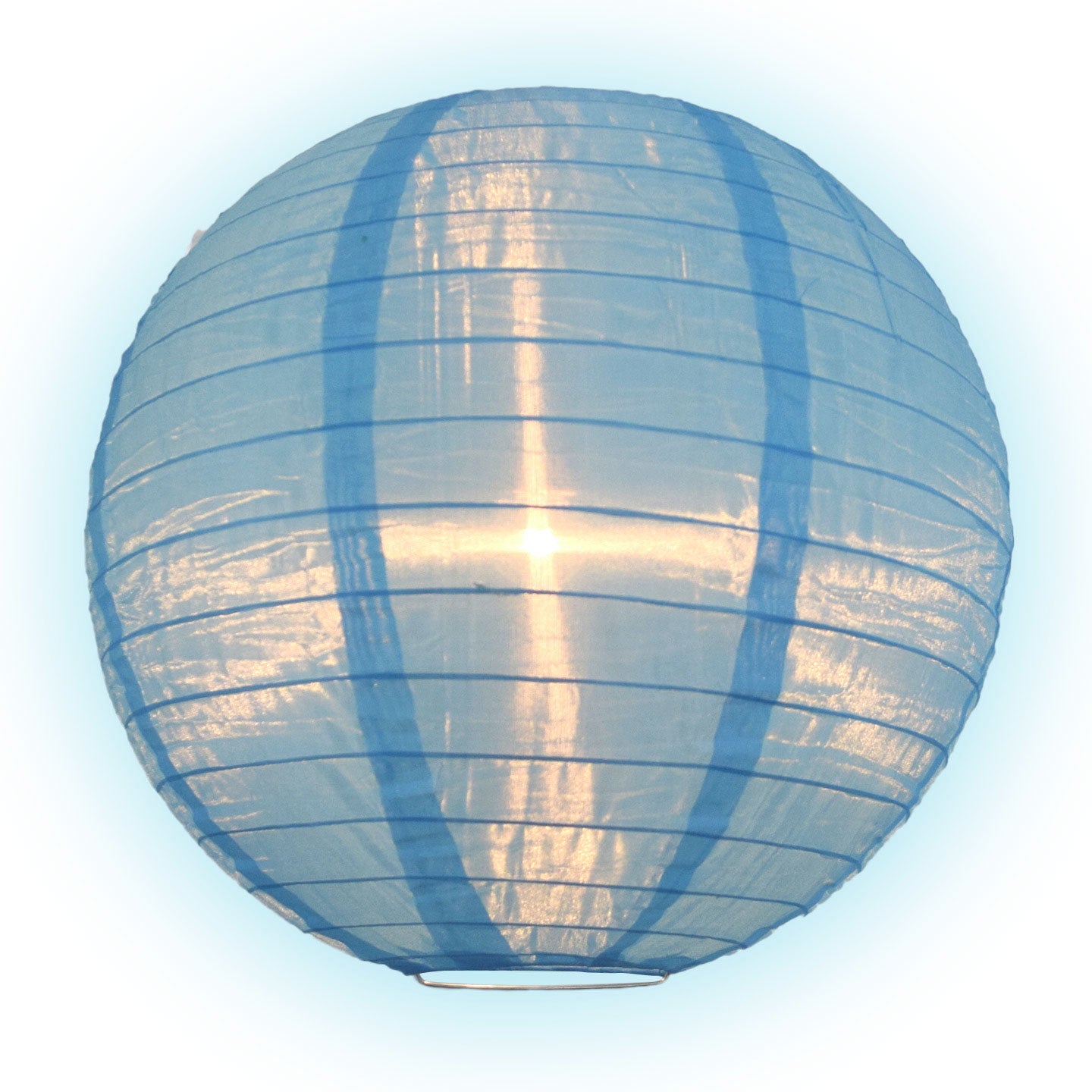 4 Inch Baby Blue Round Shimmering Nylon Lanterns, Even Ribbing, Hanging (10-PACK) Decoration (String Light Sold Separately)
