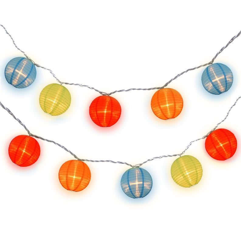 BLOWOUT 4&quot; Multi Color Shimmering Nylon Lantern Party String Lights (8FT, Expandable)