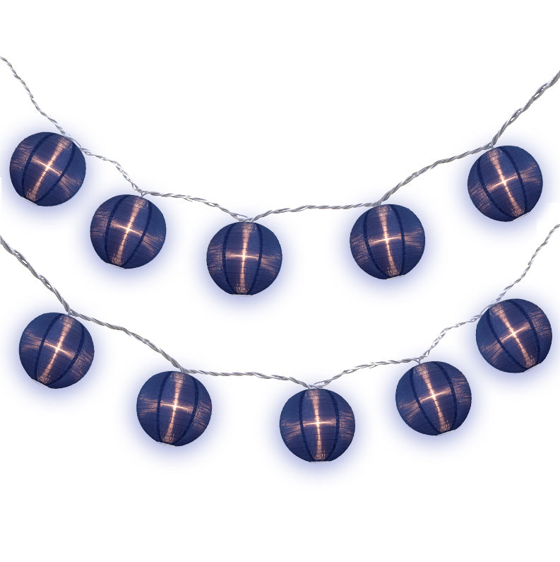 BLOWOUT 4&quot; Navy Blue Round Shimmering Nylon Lantern Party String Lights (8FT, Expandable)