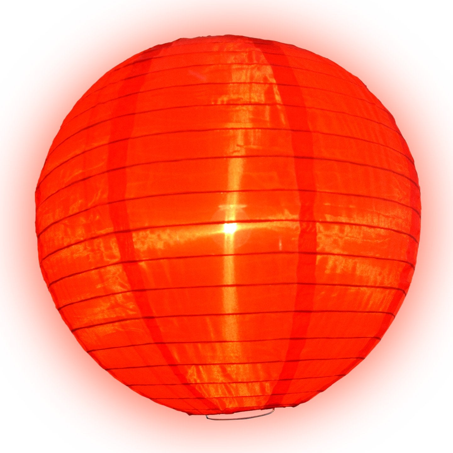 24" Red Shimmering Nylon Lantern, Even Ribbing, Durable, Hanging - PaperLanternStore.com - Paper Lanterns, Decor, Party Lights & More