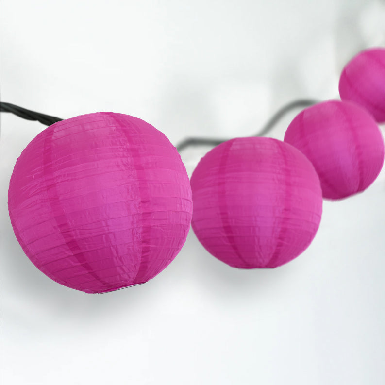 BLOWOUT 4&quot; Violet Round Shimmering Nylon Lantern Party String Lights (8FT, Expandable)