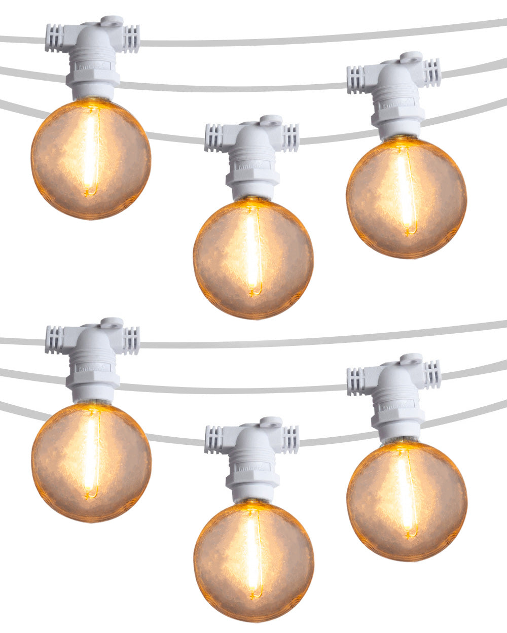 25 Socket Outdoor Commercial String Light Set, Shatterproof LED Bulbs, 29 FT White Cord w/ E12 C7 Base, Weatherproof