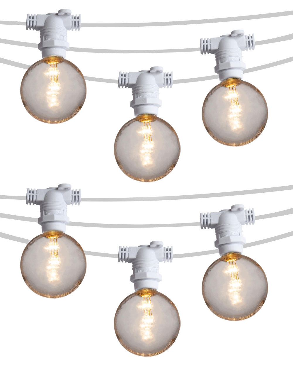 50 Socket Outdoor Commercial String Light Set, Shatterproof LED Bulbs, 54 FT White Cord w/ E12 C7 Base, Weatherproof