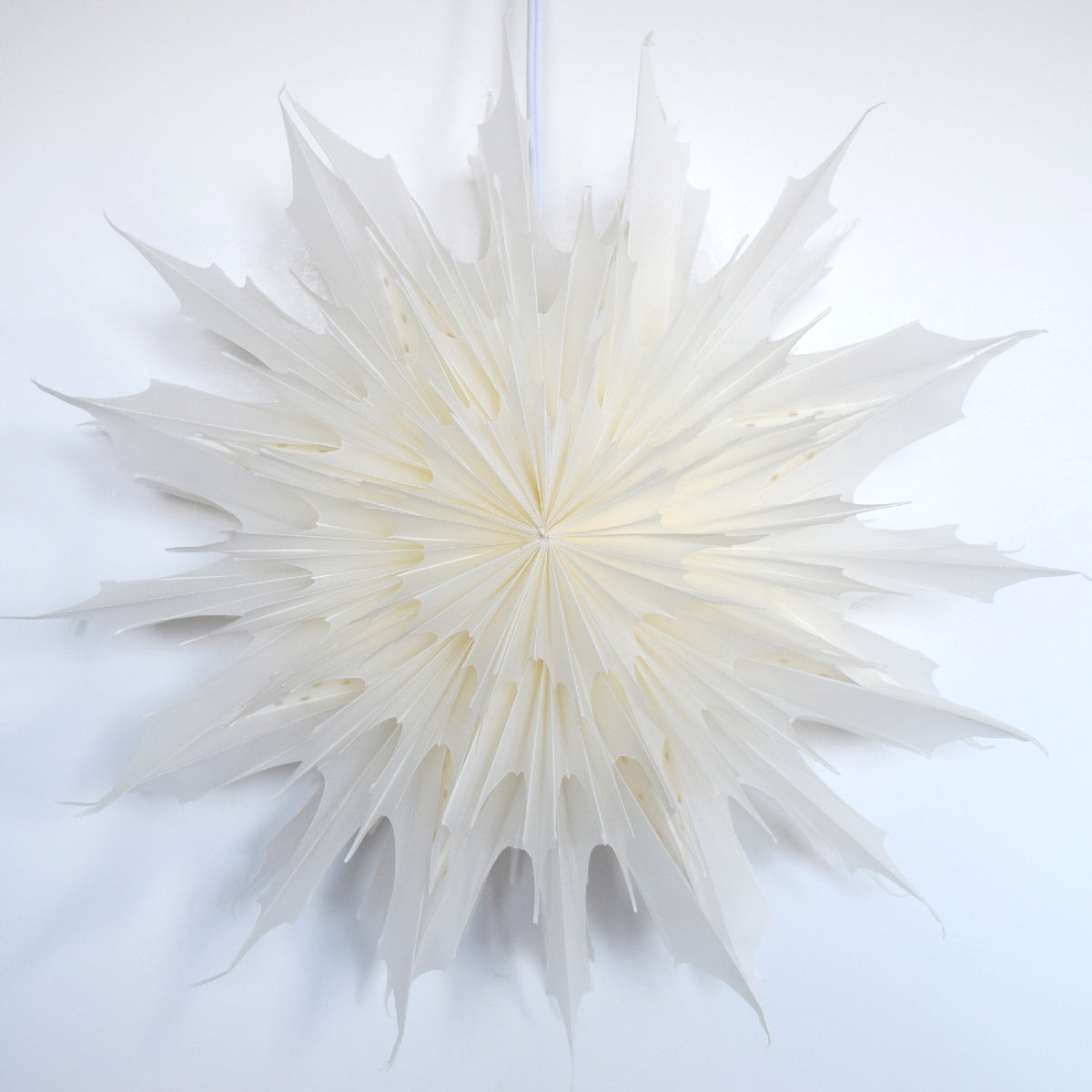 17&quot; White Sleet Snowflake Star Lantern Pizzelle Design - Great With or Without Lights - Ideal for Holiday and Snowflake Decorations, Weddings, Parties, and Home Deco
