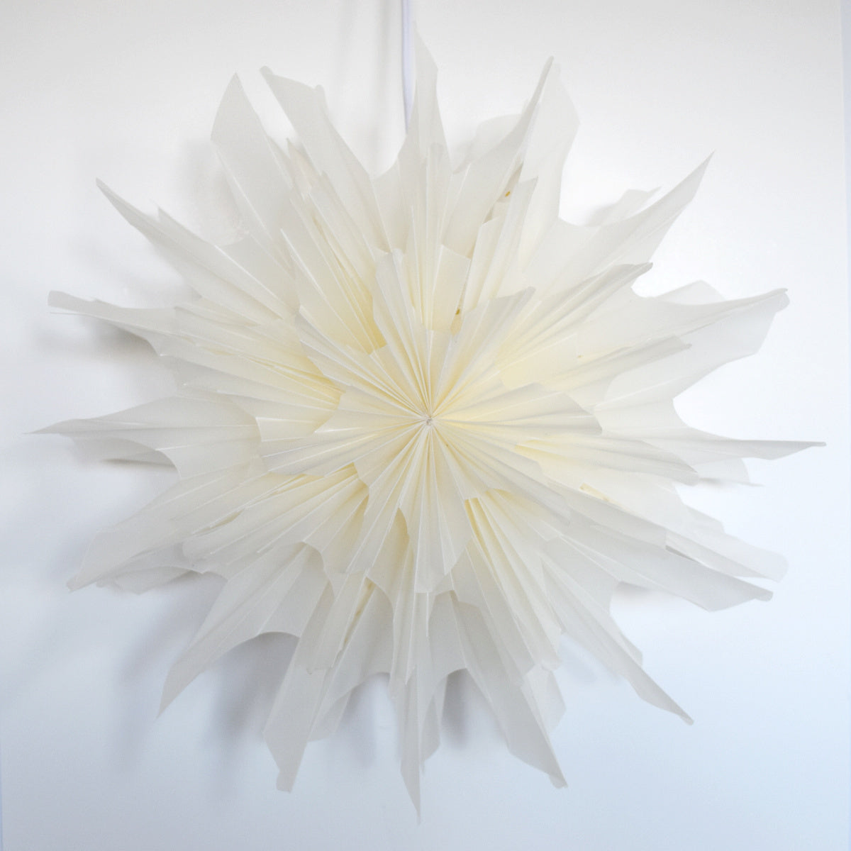 16&quot; White Icicle Snowflake Star Lantern Pizzelle Design - Great With or Without Lights - Ideal for Holiday and Snowflake Decorations, Weddings, Parties, and Home Decor