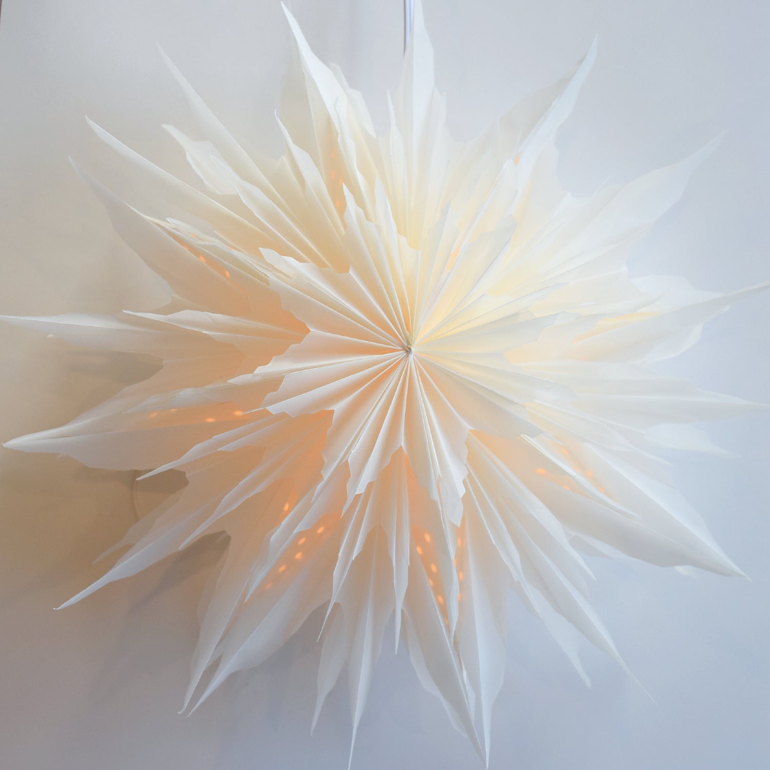 17" White Snowdrift Snowflake Star Lantern Pizzelle Design - Great With or Without Lights - Ideal for Holiday and Snowflake Decorations, Weddings, Parties, and Home Decor