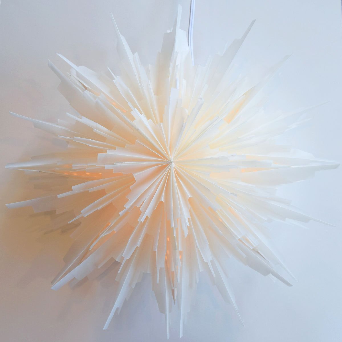 16" White Hiemal Snowflake Star Lantern Pizzelle Design - Great With or Without Lights - Ideal for Holiday and Snowflake Decorations, Weddings, Parties, and Home Decor