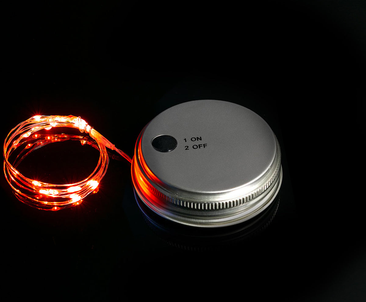 BLOWOUT MoonBright™ LED Mason Jar Light, Battery Powered for Wide Mouth - Orange (Lid Light Only)