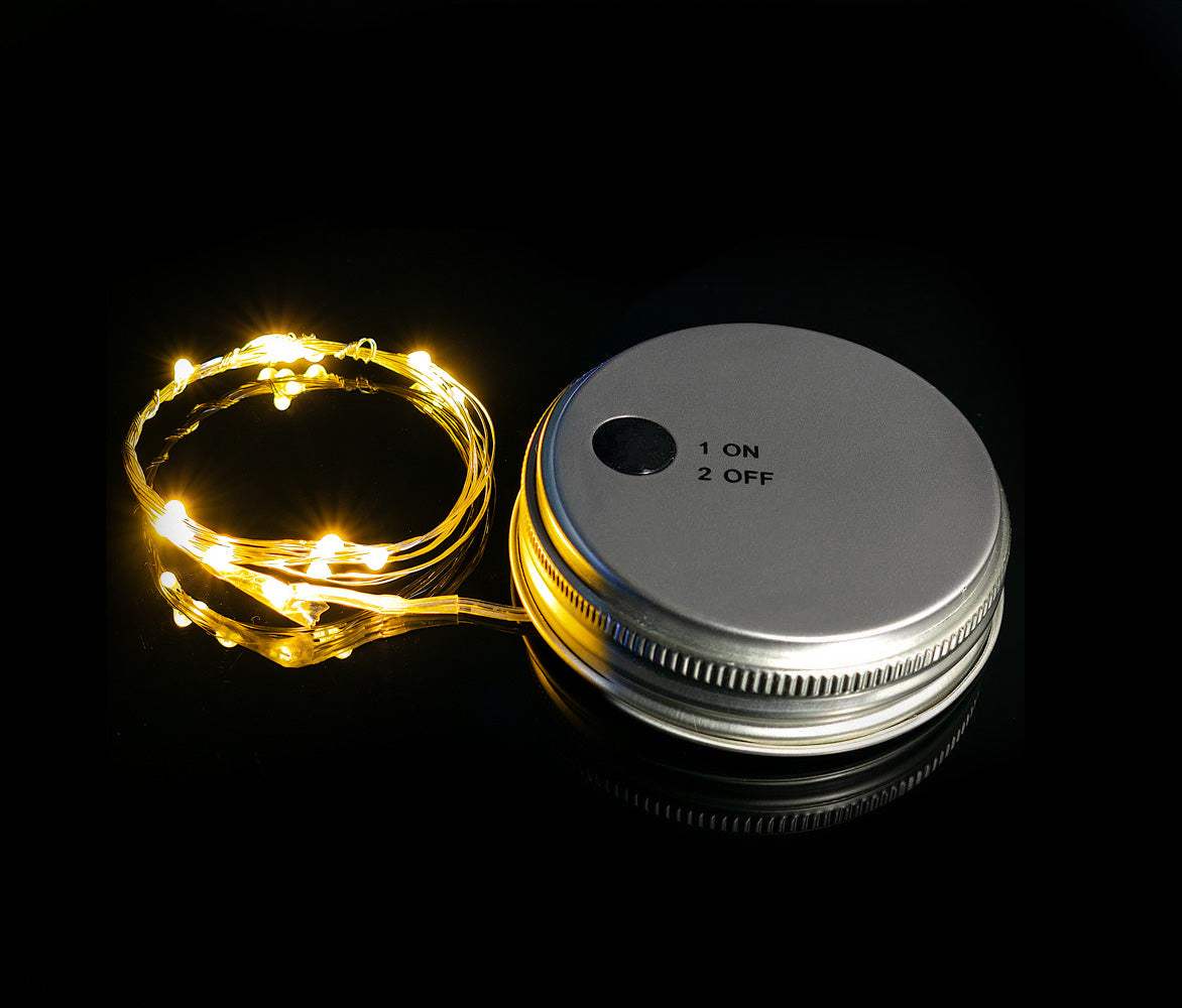 Fantado MoonBrightâ„¢ BULK PACK (6) LED Mason Jar Lights, Battery Powered for Wide Mouth - Warm White (Lid Light Only)