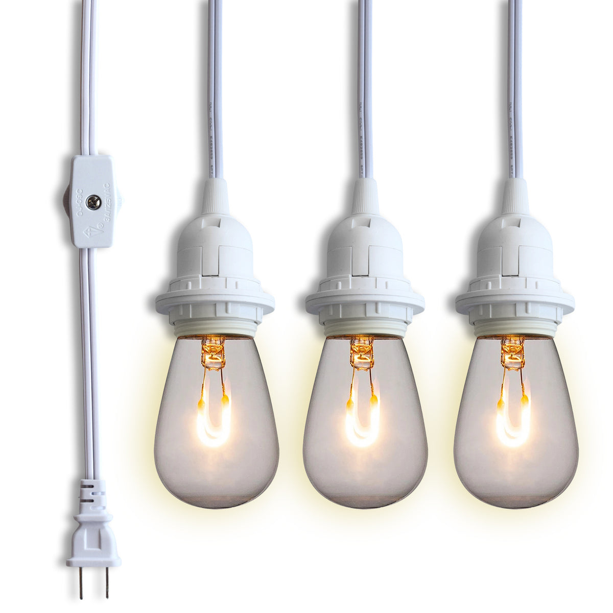 BULK PACK (6) Triple Socket Pendant Light Cord Kits for Lanterns (E26, 19FT, Switch, White)